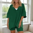 thumbnail image 2 of WAYUTE Short Sets Women 2 Piece Outfits V Neck Casual Short Sleeve Shorts High Waisted Workout Athletic Wear Solid Color Slim Fit Outfit, 2 of 5
