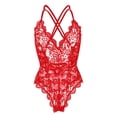 thumbnail image 5 of Conjunto de Lencería sexy Gibobby de dos piezas encaje floral escote en V profundo rojo M, 5 of 5