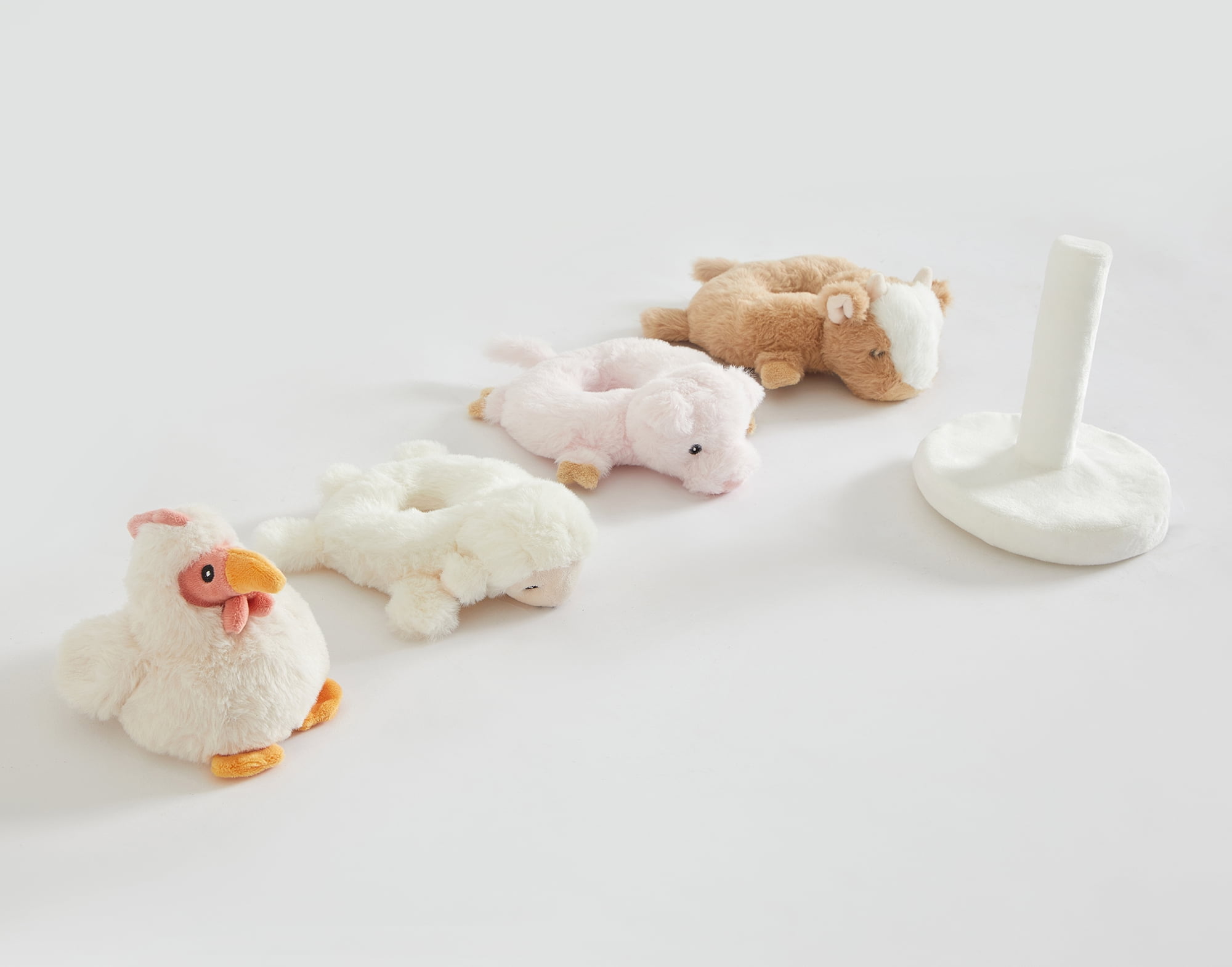 Heritage Baby 5-PC Stackable Plush Baby Farm Animals Rattle Set