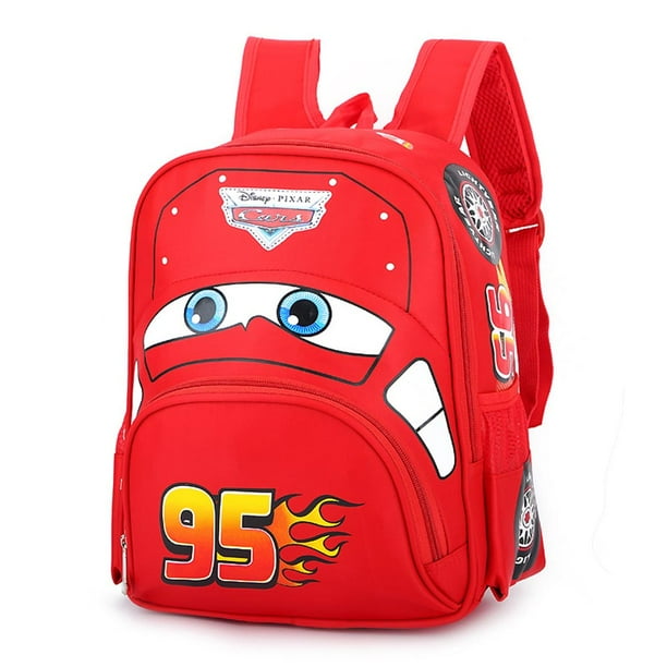 Mochila escolar Disney Cars Lightning Mcquee Pixar para niños, bolso escolar tridimensional de nailon, impermeable, coche de dibujos animados