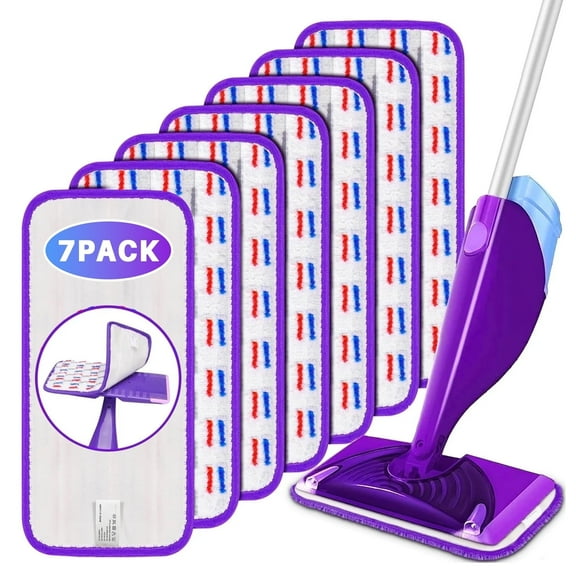 ILAVCLEAN 7 Pcs Reusable Mop Pads for SwifferWet Jet Refills, Replacement Dry Wet Mopping Pads Floor Cleaning for All Kinds of Floor Surface