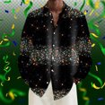 thumbnail image 4 of Telankuip Men's Mardi Gras Muscle Fit Dress Shirts Wrinkle-Free Long Sleeve Casual Button down Festival Sparkling Print Shirt Tops 2026 Fashion Carnival Holiday Party Outfits 12-Black XL, 4 of 4