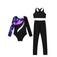 thumbnail image 3 of iiniim Kids Girls Long Sleeve Gymnastics Leotards with Vest and Leggings Figure Ice Skating Navy Blue 6, 3 of 7