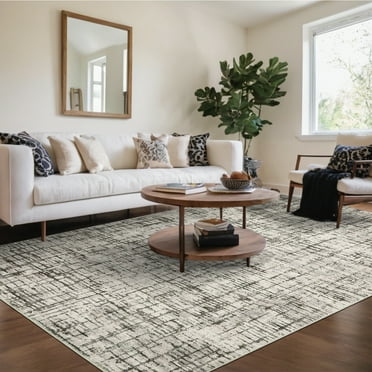 Hasoo 9' x 12' Abstract Area Rug for Living Room Dining Room Geometric Rug, Camel