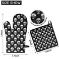thumbnail image 6 of Black White Skull Pattern Kitchen Oven Mitt and Pot Holder Sets 2 Pcs for Baking, Cooking and Grilling, Heat Resistant Up To 392 °F, 6 of 7