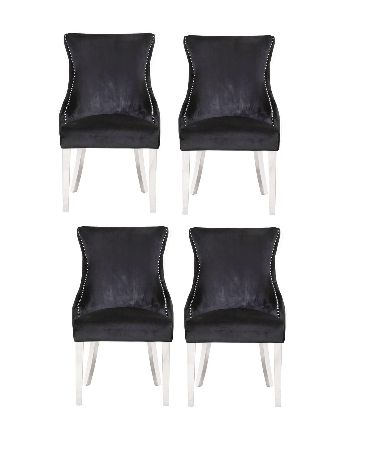 Plata Import Stonefort Chair in Black Set of 4 for Dining Area