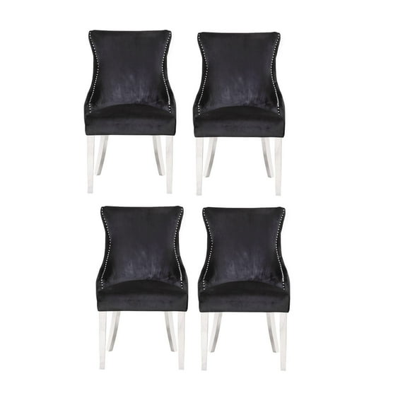 Plata Import Stonefort Chair in Black Set of 4 for Dining Area