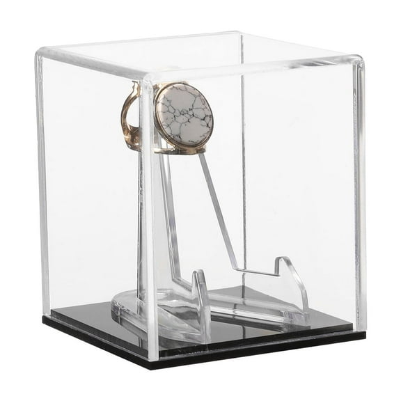 Uxcell Championship Ring Display Case with Wooden Base, Acrylic Baseball Display Cube
