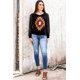 thumbnail image 4 of ABPHQTO Top de bloque de color de leopardo a rayas con estampado de cara divertida de Halloween para mujer, 4 of 5