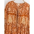 thumbnail image 3 of Vintage Chic Fashion Women Lace-up Tassel Ethnic Brown Floral Print Vocation Beach Bohemian Maxi Dress Boho Dress, 3 of 6