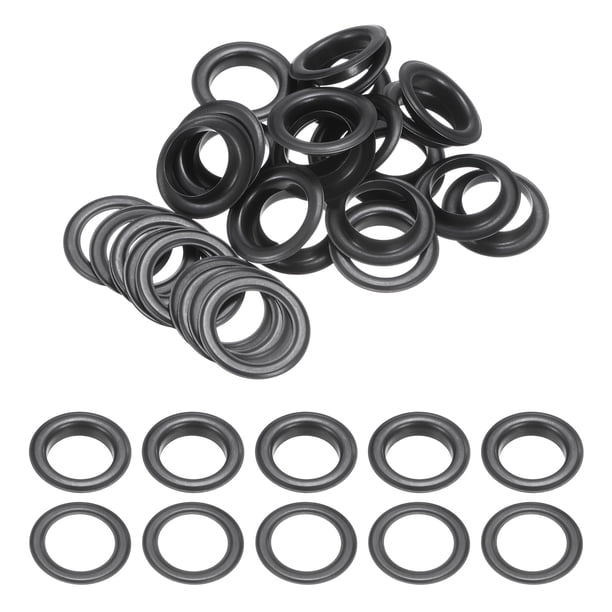 Uxcell 20 Set Ojales con Arandelas 1" Kit de Herramientas de Ojales de Hierro, Negro