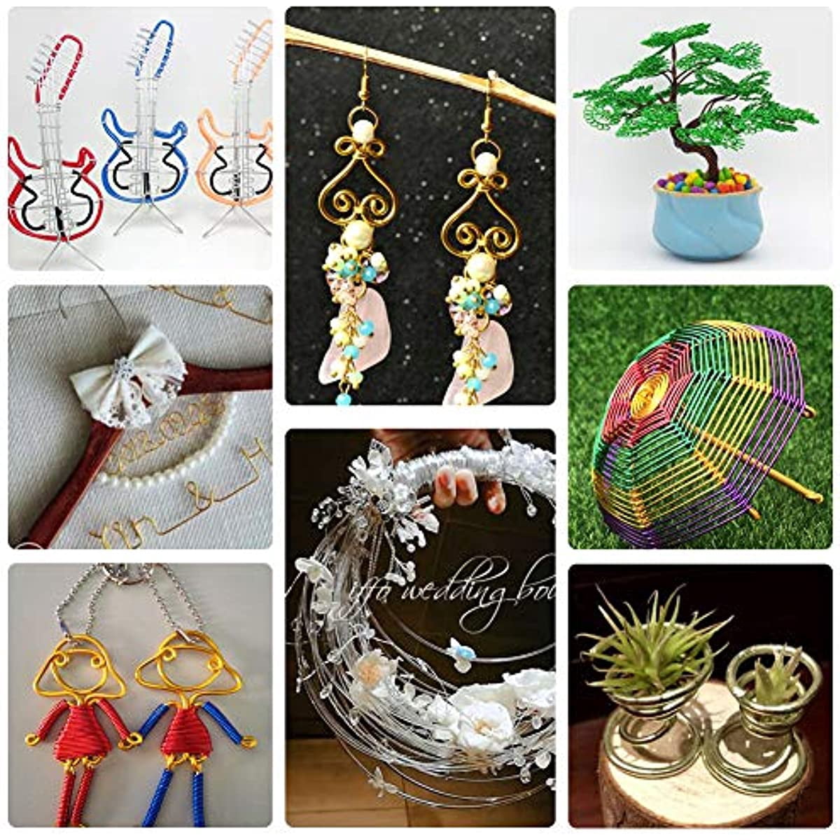 10Colors 650 Feet Aluminum Wire 12 15 18 20 Gauge Bendable Metal Craft Wire Flexible Sculpting Beading Wire for DIY Wrapped Jewelry Manual Arts Making Rainbow Projects