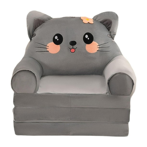 Sofá plegable para niños, pequeño, lavable, portátil, para niños y niñas Gris