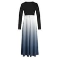 thumbnail image 4 of Kaemgyyd Fall Dresses for Women 2024 Casual Long Sleeve Loose Maxi Dresses Fashion Gradatio Crewneck Pleated Flowy Dresses, 4 of 5