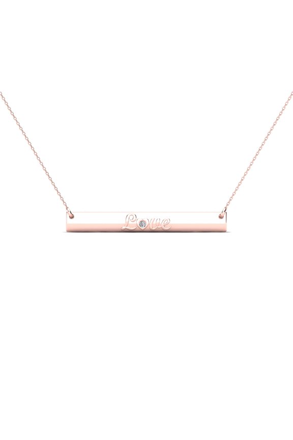 aaXia 10K Rose Gold Diamond Accent Love Bar Necklace