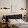 thumbnail image 4 of Bathroom Vanity Lights 4 Lights Black Wall Mounted Mirror Wall Lights with Glass Cover Bathroom Farmhouse Bedroom Dressing Lights, 4 of 9