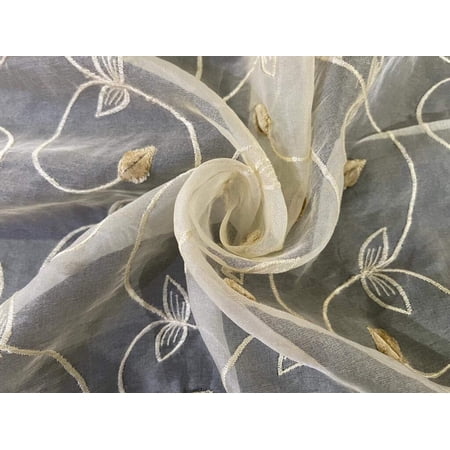 100% SILK ORGANZA FABRIC embroidered 44" wide [3206]