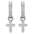 thumbnail image 1 of Dazzlingrock Collection Round White Diamond Cross Hoop Dangle Earrings for Women (0.15 ctw, Color I-J, Clarity I1-I2) in 18K White Gold, 1 of 5