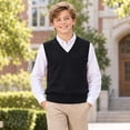 thumbnail image 6 of FASHOFT Boys Sweater Vest School Uniform Sleeveless Sweaters Solid Kids Knit Vest V neck Sleeveless Pullover Sweaters Tops 2-3 Years, 6 of 6