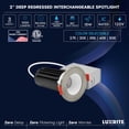 thumbnail image 7 of LUXRITE 2 In. LED Recessed Light, Round White & Brushed Nickel Interchangeable Trim, 5CCT, 1000LM, 15W, Dimmable 12 Pack, 7 of 7