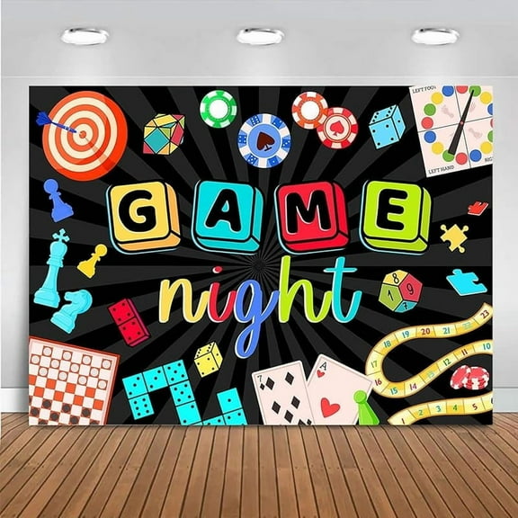 Game Night Backdrop Board Game Game Night Decorations for Adults Chess Card Game On Backdrop Party Supplies Banner Photo Booth Props(7x5ft)