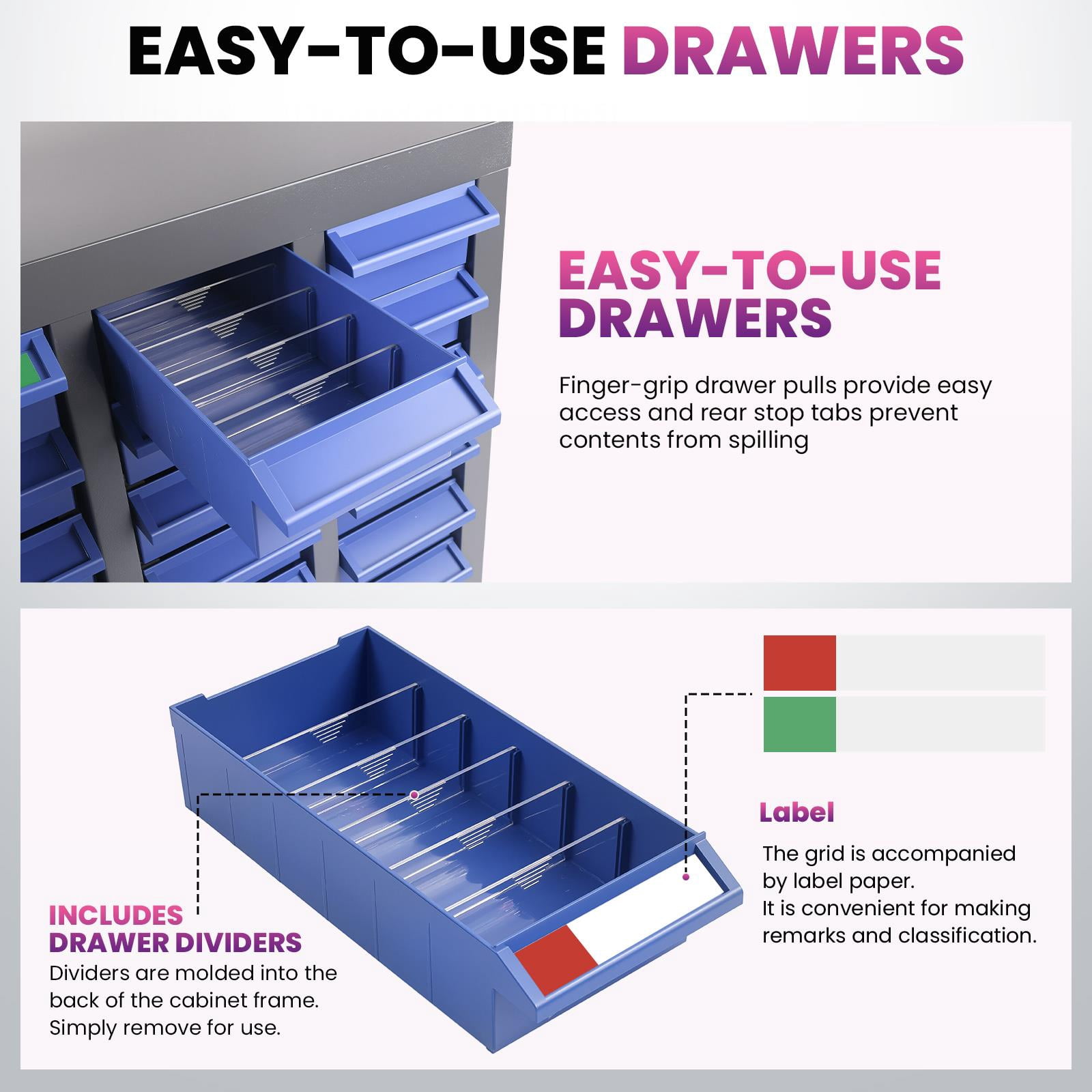 Knpot 2*1*1FT Heavy Organizer Part Cabinet, Bolt and Nut Tool Storage Cabinet with Labels, 40 drawers parts cabinet bolt for Garage Store Workshop