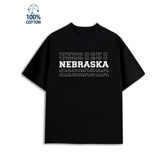 Nebraska T-Shirt men's 180G 100% Cotton black Original Unisex Shirt Crewneck tshirts Basic Unisex Shirt Graphic tshirts Unique Design Unisex Shirt Crewneck tshirts Trendy Unisex Shirt Cotton tshirts