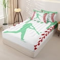 thumbnail image 2 of Homewish Mint Dripping Baseball Stitch Hitter Silhouette Graphic Zipper Twin Comforter Sets with Fitted Sheet and 2 Pillowcases,Baseball Graphic Zipper Bedding Set,4-Piece, 2 of 6