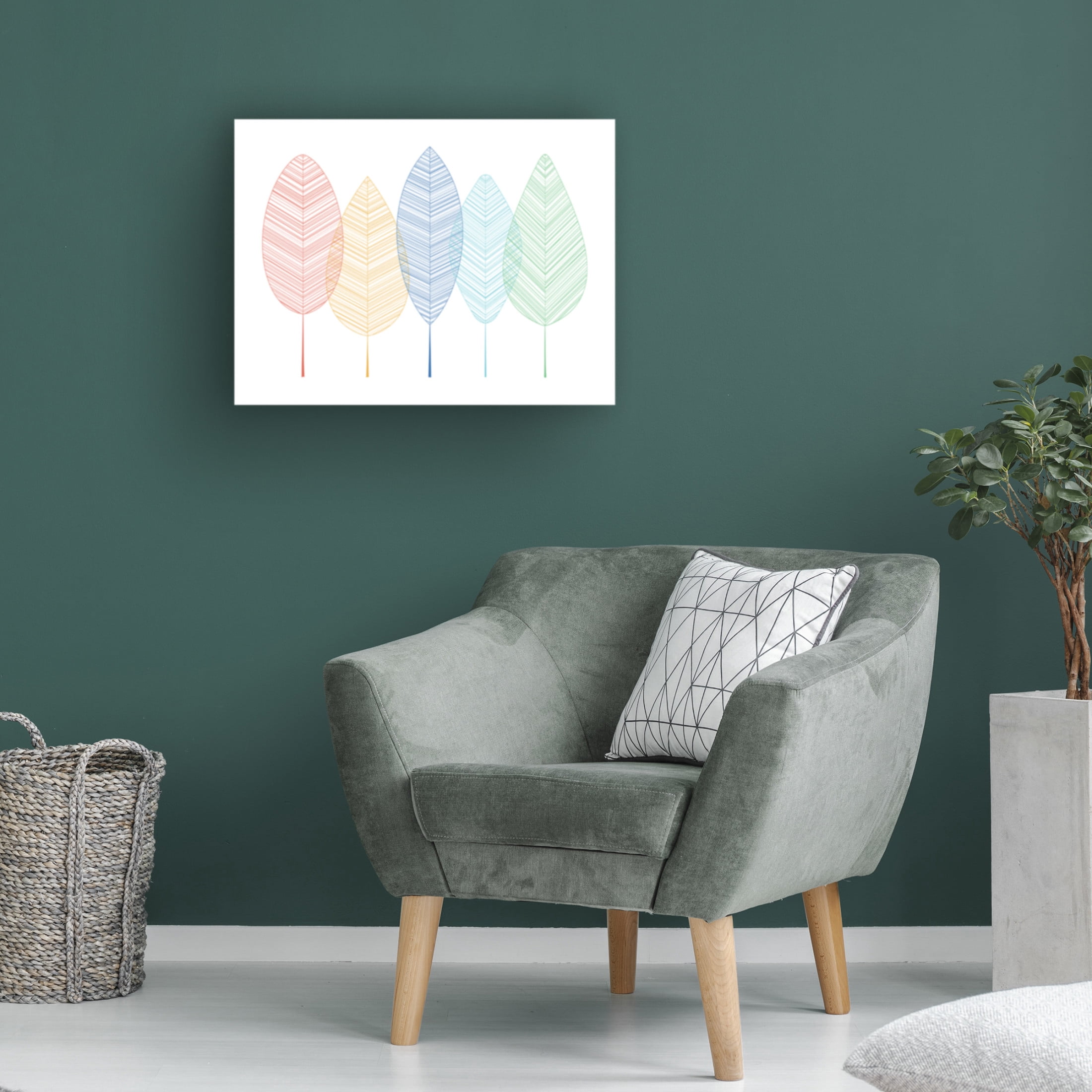 Canvas Wall Art - Tom Quartermaine 'Scandinavian Colorful Leaves' Wall Art for Living Room, Bedroom, or Office Décor by Trademark Fine Art - 19 x 14 Inches
