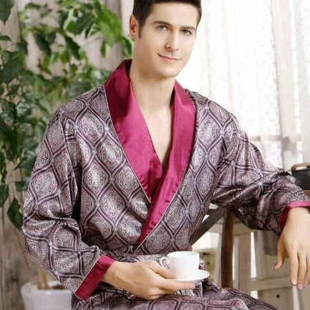 

Men s Satin Silk Summer Pajamas Kimono Bathrobe Robe Dressing Loungewear