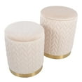 thumbnail image 5 of LumiSource Gold Metal, Cream Velvet Marla Quilted Ottoman Set, 5 of 6