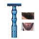 thumbnail image 5 of Maquinilla de afeitar clásica para hombre, con mango de metal antideslizante y doble hoja, estilo vintage, manual (azul), 5 of 12