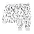 thumbnail image 7 of Cozy Themed Pajama For Girls Long Sleeve Top And Pants Cute Cartoon Doodle Print Soft Holiday Sleepwear For Kids Family Matching Outfit Festive Loungewear, 7 of 7