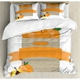 thumbnail image 1 of Peach Duvet Cover Set King Size, Gardening and Farming Themed Graphic Box of Delicious Summer Fruit Print, Decorative 3 Piece Bedding Set with 2 Pillow Shams, Apricot Dusk and White, by Ambesonne, 1 of 3