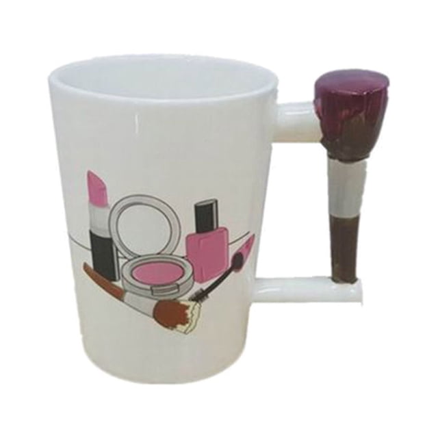 Injueey Taza de cerámica, herramientas para niñas, Kit de belleza, mango pintado, té, café, negocios, hogar, vasos, taza de leche, juegos Juegos de servir café y té Mango de bolígrafo rubor 301-400ml