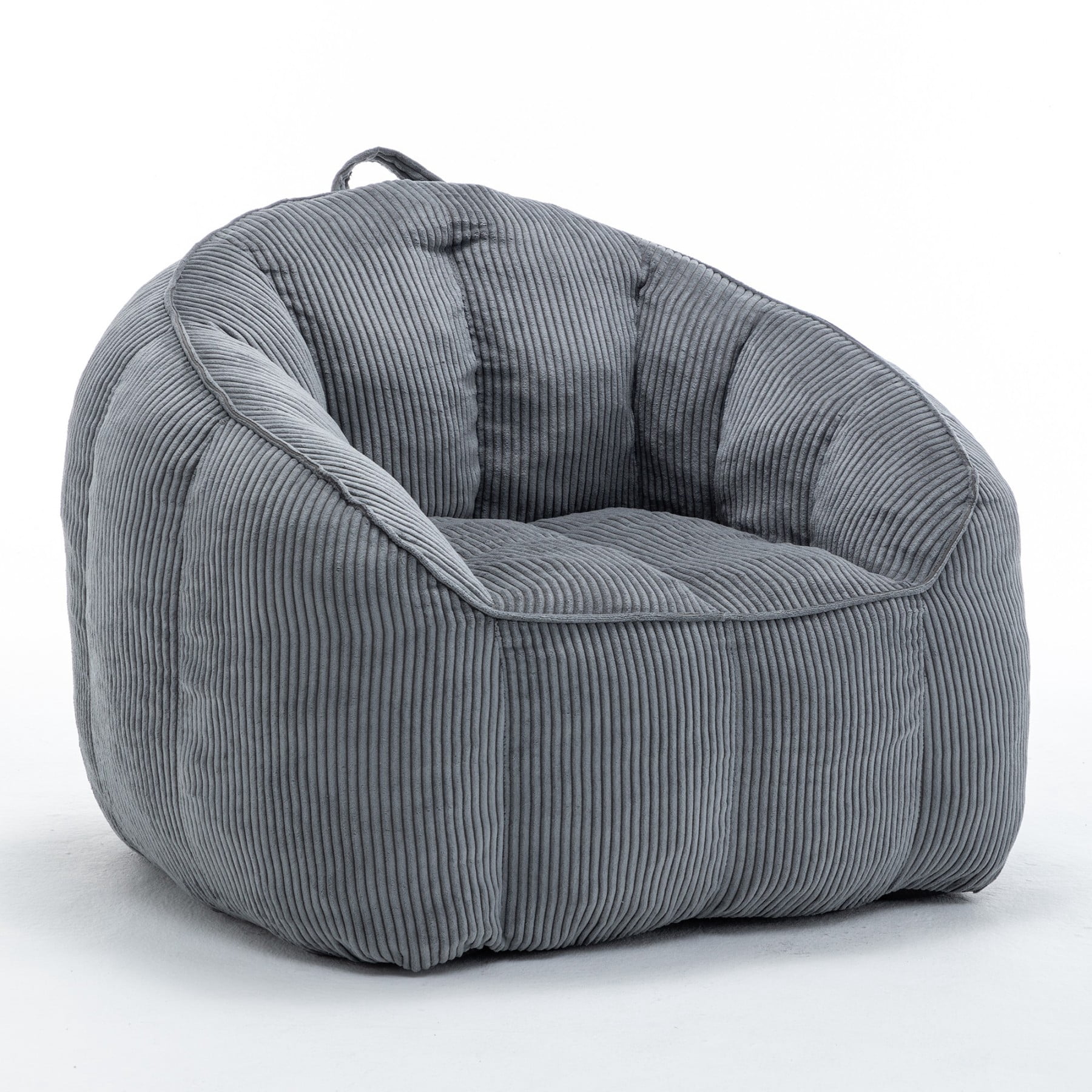 Giant Bean Bag Chair Sofa for Adults & Teens, Corduroy Bean Bag Couch with Armrests & Filler Included, Dark Gray