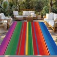 thumbnail image 2 of Mexican Stripes Outdoor Rug for Patio/Deck/Porch, Non-Slip Large Area Rug 6 x 9 Ft, Colorful Stripes Modern Art Indoor Outdoor Rugs Washable Area Rugs, Reversible Camping Rug Carpet Runner, 2 of 8