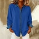 thumbnail image 2 of RKSTN Denim Patchwork Shirts for Women Oversized Lapel Button Down Long Sleeve T Shirts Top Womens Casual Plus Size Turndown Collar Vintage Loose Comfy Blouses Cardigan Jackets Fall Spring Clothes, 2 of 7