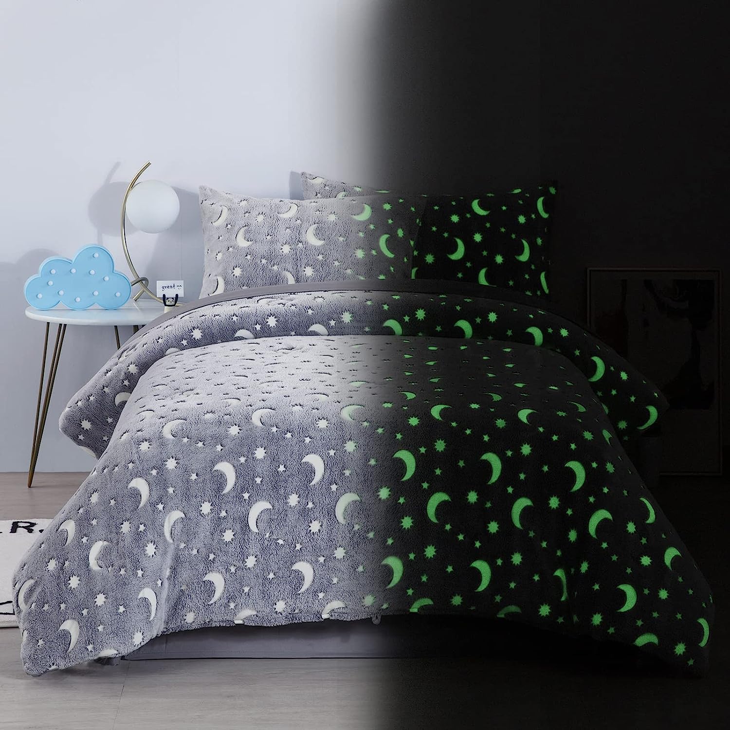 HOMBYS Glow in The Dark Comforter Set 5 Piece Twin/Twin XL with Sheets