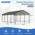 thumbnail image 6 of MUCHANT 12'x20' Outdoor Metal Carport, Heavy Duty Garage Galvanized Car Shelter with Enhanced Base for Pickup, Boat, Car and Tractors, 6 of 8