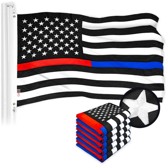 Thin Blue & Red Line State Flag 3x5FT 5-Pack Embroidered Polyester By G128