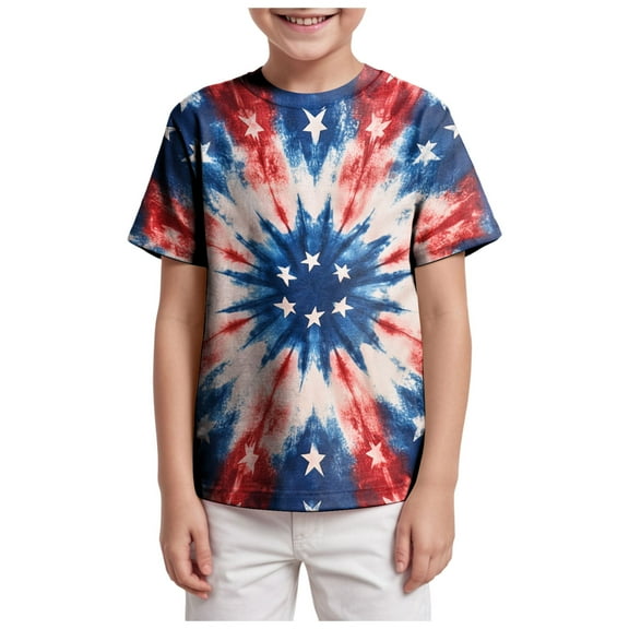 Gerichy Boys Tshirts,Boys 4th of July Shirt Kids Toddler Shirt Cartoon Prints Short Sleeve Button Shacket Boys Girls Shirt Tops Outwear Plaid