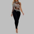 thumbnail image 2 of Women's Jumpsuit Long Sleeve Bodycon Romper Casual Outfit Summer Fall Fashion Stretchy Comfortable Party Wear Solid Color Rhinestone, 2 of 2