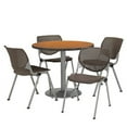 thumbnail image 2 of KFI Studios Mode Round 3' Dining Table Set, Medium Oak, 4 Brownstone KOOL Chairs, 2 of 5
