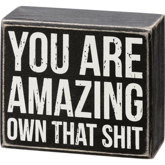 Primitives by Kathy 112115 You Are Amazing Own That Box Sign, Wood