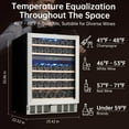 thumbnail image 3 of 52 Bottles Wine Cooler Under Counter, 24 Inch Dual Zone Wine Fridge with 40～64°F Independent Temperature Control, Safety Lock, All Wood Removable Shelves, Stainless Steel+Glass Door, Dual Zone, 3 of 6