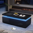 thumbnail image 3 of Noble House 37.4" High-Gloss Coffee Table,LED Lit with 2 Drawers,Black, 3 of 10