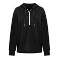 thumbnail image 1 of 2023 New Women's Hooded Loose Casual Half-zip Fleece Long Sleeved Sweatshirt To, 1 of 5