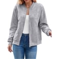 thumbnail image 1 of Suéter Tipo Cárdigan con Cremallera para Mujer, Sudadera con Capucha, Chaqueta de Larga, Conjuntos de Cuello Redondo, Abrigo Informal. Gris XL, 1 of 10