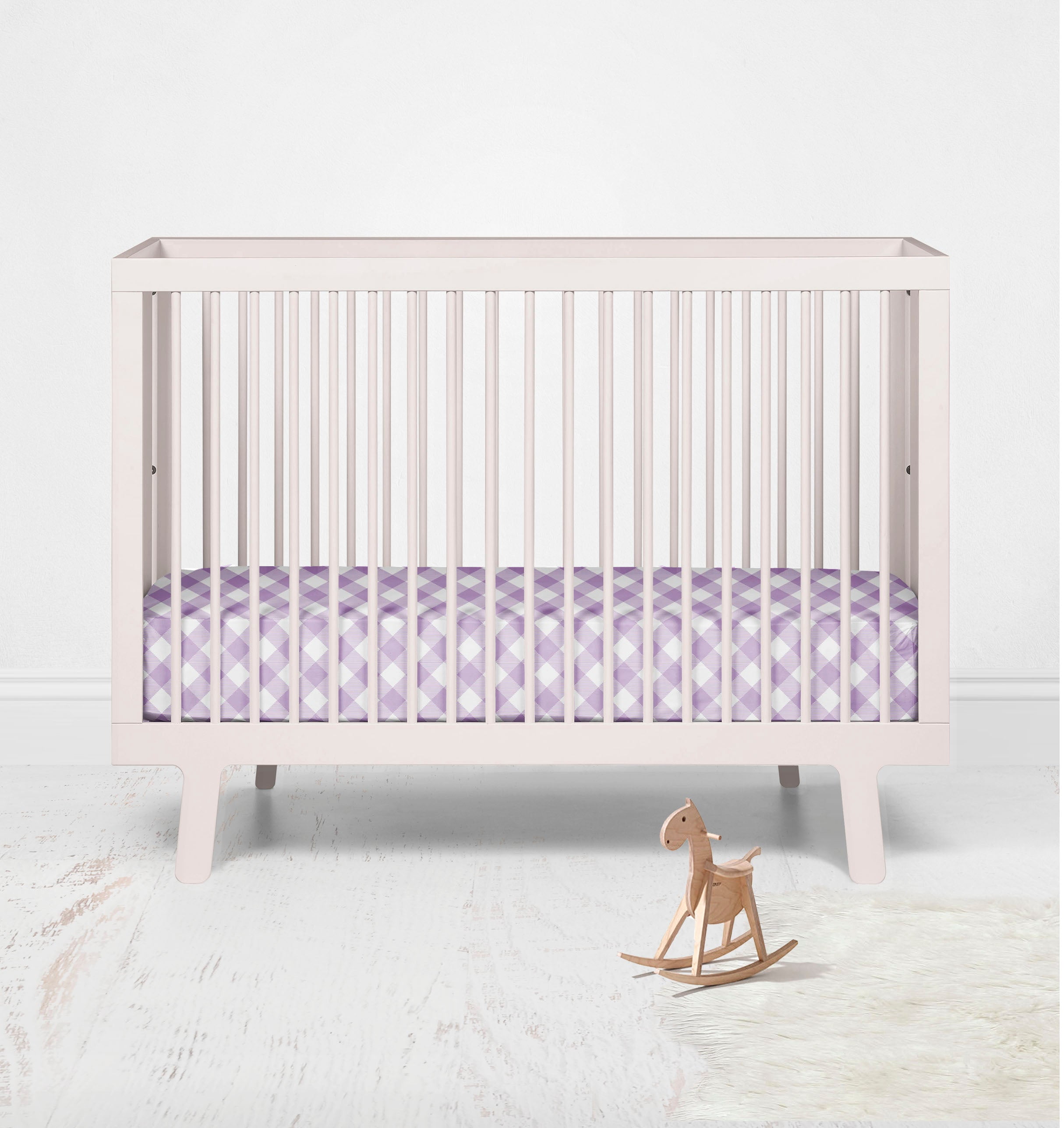 Bacati - Crib or Toddler Bed Fitted Sheet, Watercolor Flowers Purple Gray